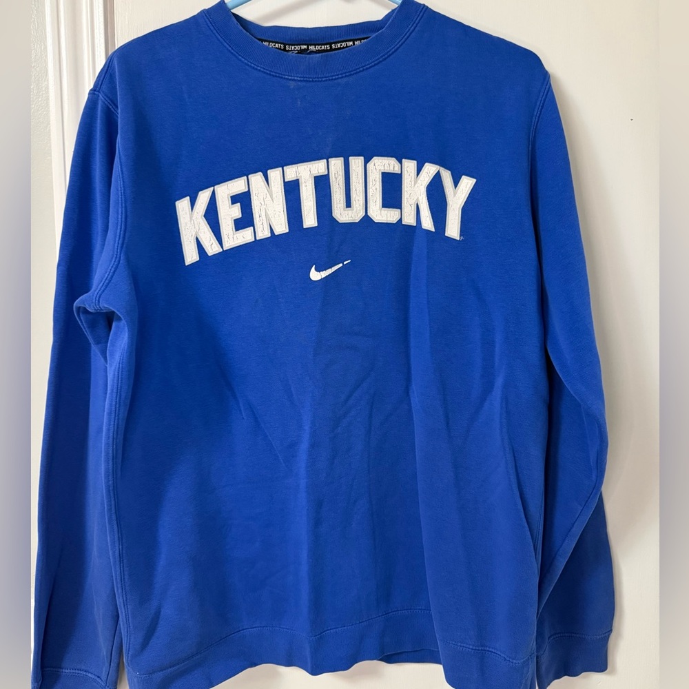 Nike Blue and White Kentucky Crewneck Sweater